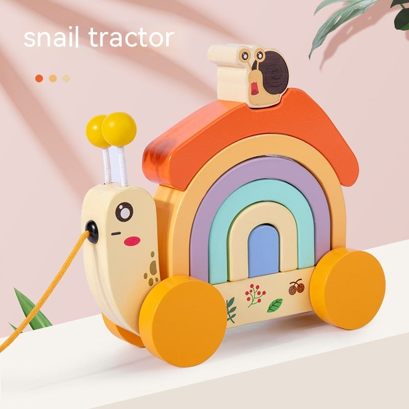 Baby Drag Snail Rainbow Unit Blocks On Wheels