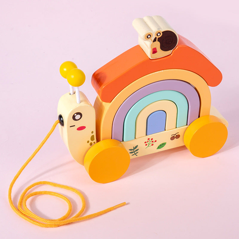 Baby Drag Snail Rainbow Unit Blocks On Wheels