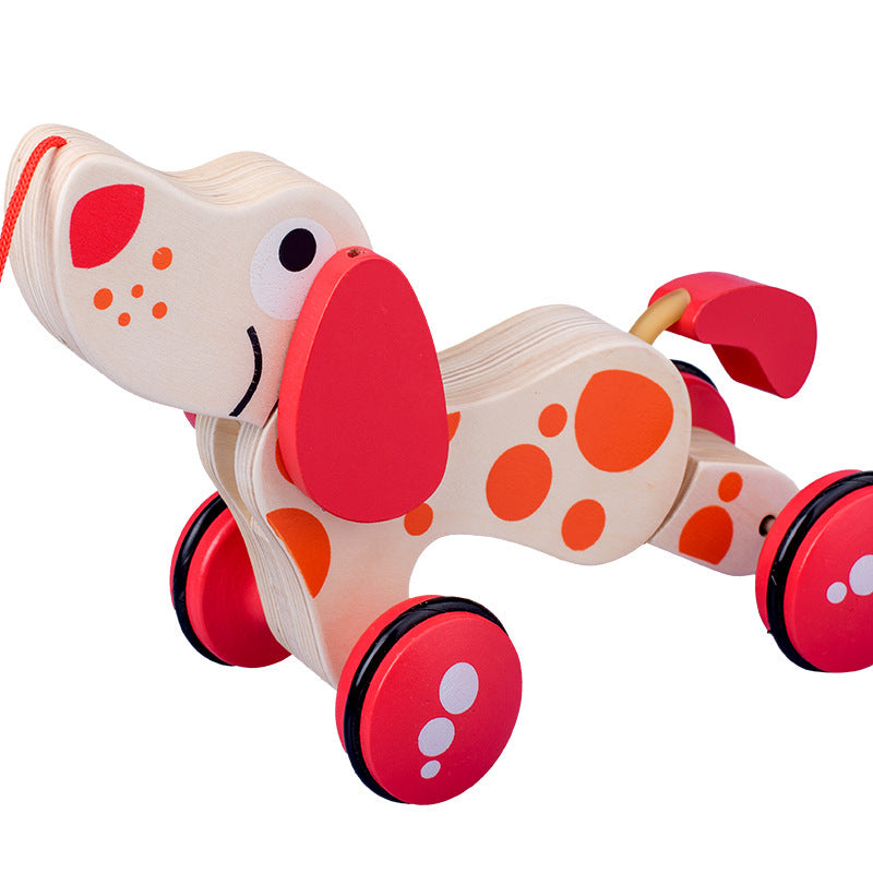 Wooden Animal Puppy Crocodile Trailer Children's Cartoon Parent-child Toddler Car Baby 3-6 Years Old Educational Toys