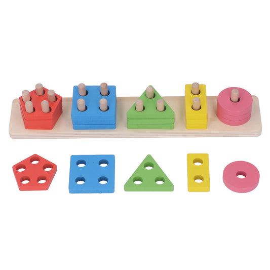 Wooden Sorting Toy Shape Color Recognition Educational Wood Stacking Toy for 2 to 3 Years Old Boys Girls