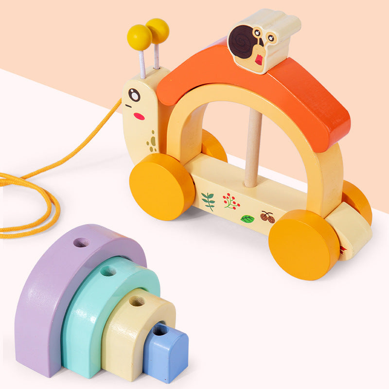 Baby Drag Snail Rainbow Unit Blocks On Wheels