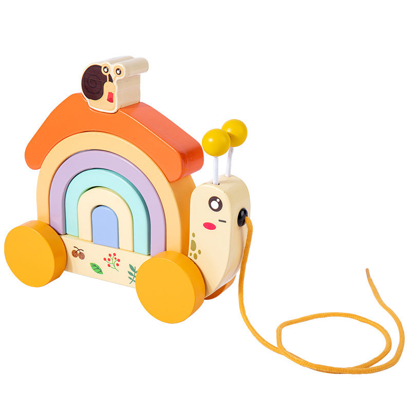 Baby Drag Snail Rainbow Unit Blocks On Wheels